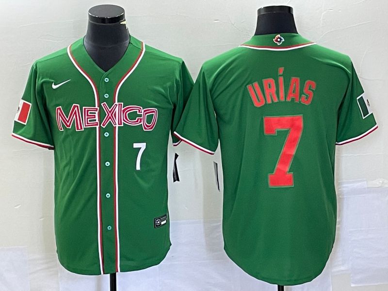 Men 2023 World Cub Mexico #7 Urias Green orange Nike MLB Jersey2->more jerseys->MLB Jersey